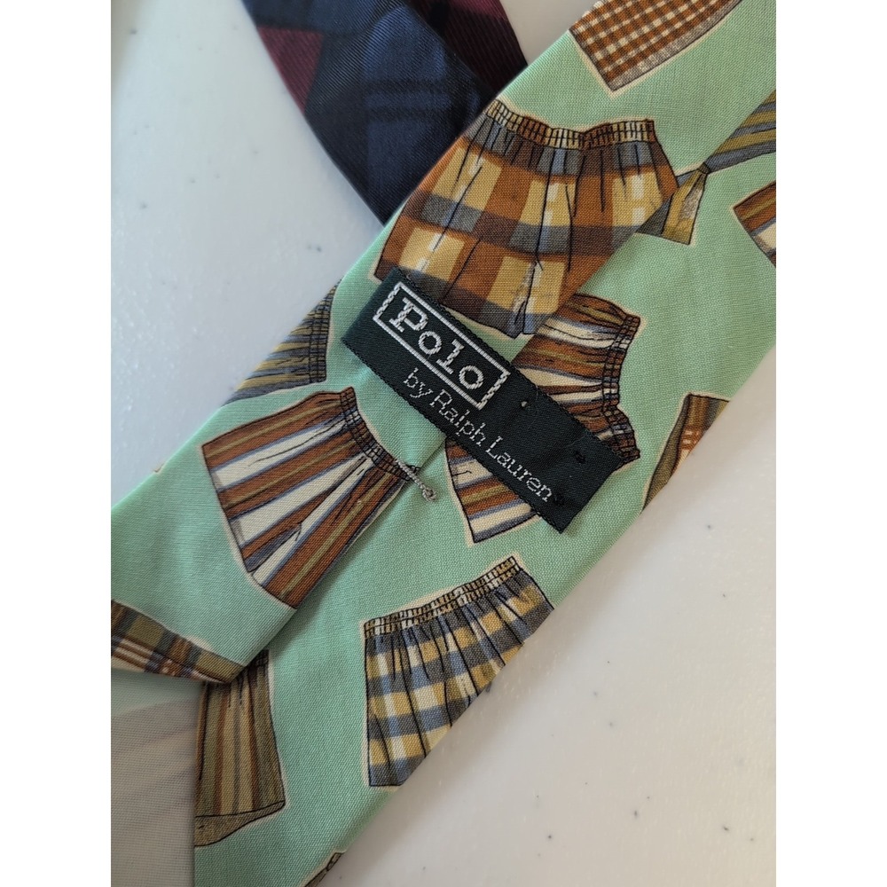 Lot of 2 VTG Polo Ralph Lauren Ties Mens 100% Silk USA Novelty Pheasant plaid‎ - Picture 5 of 12